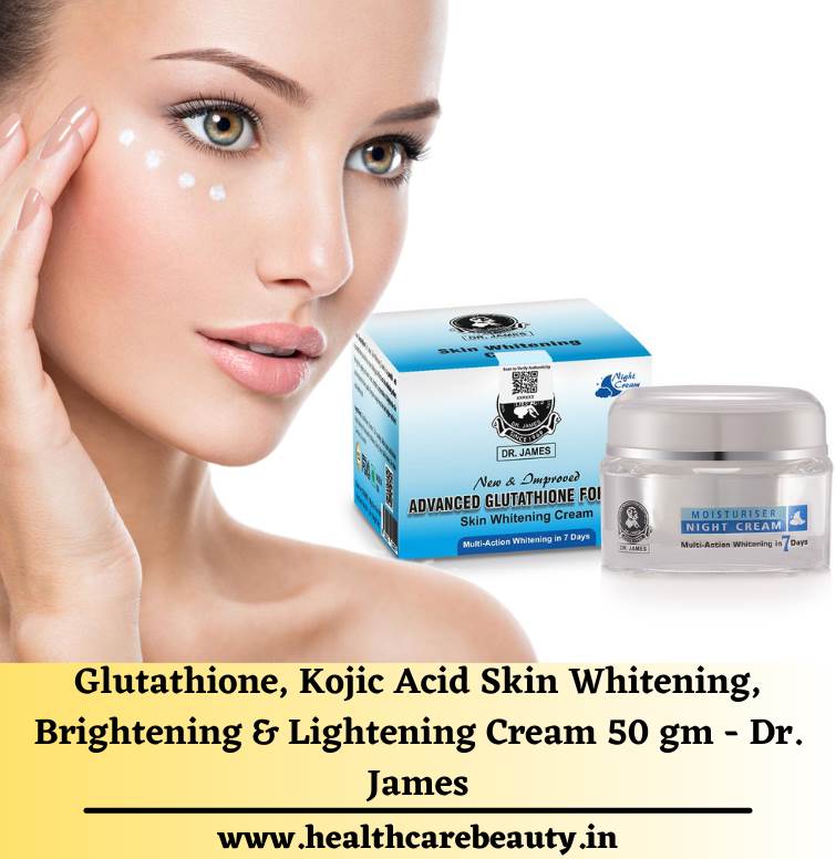 Glutathione, Kojic Acid Skin Whitening, Brightening and Lightening Cream 50 gm  Dr James 