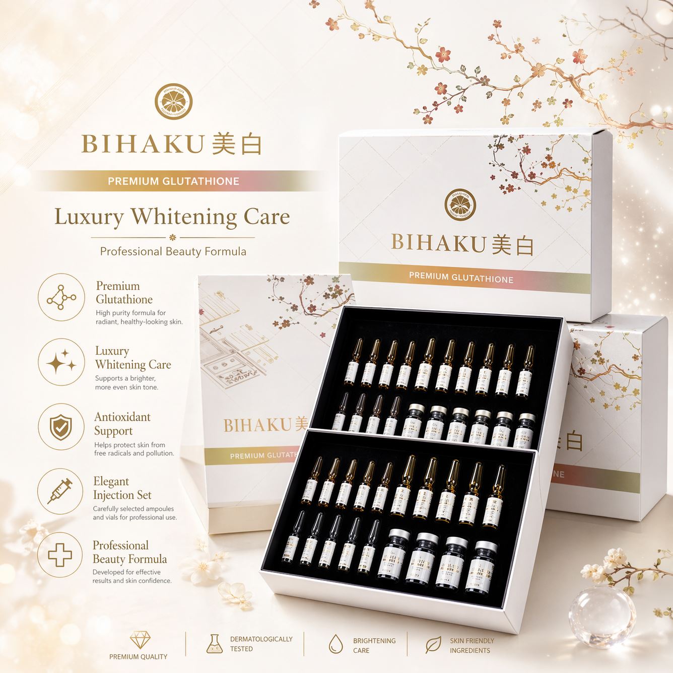Bihaku Japan Premium Glutathione 10000mg Skin Whitening Injection 