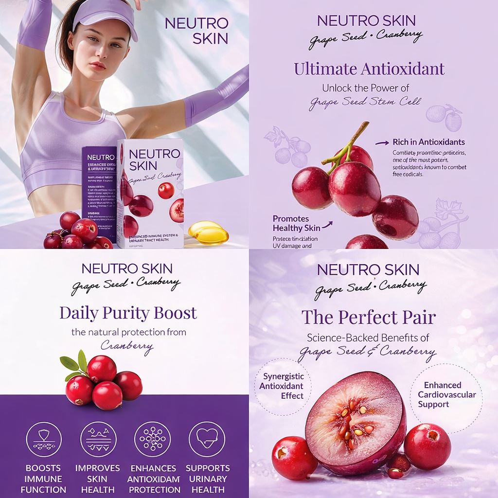 Neutro Skin Grape Seed Cranberry Glutathione Skin Whitening Softgels
