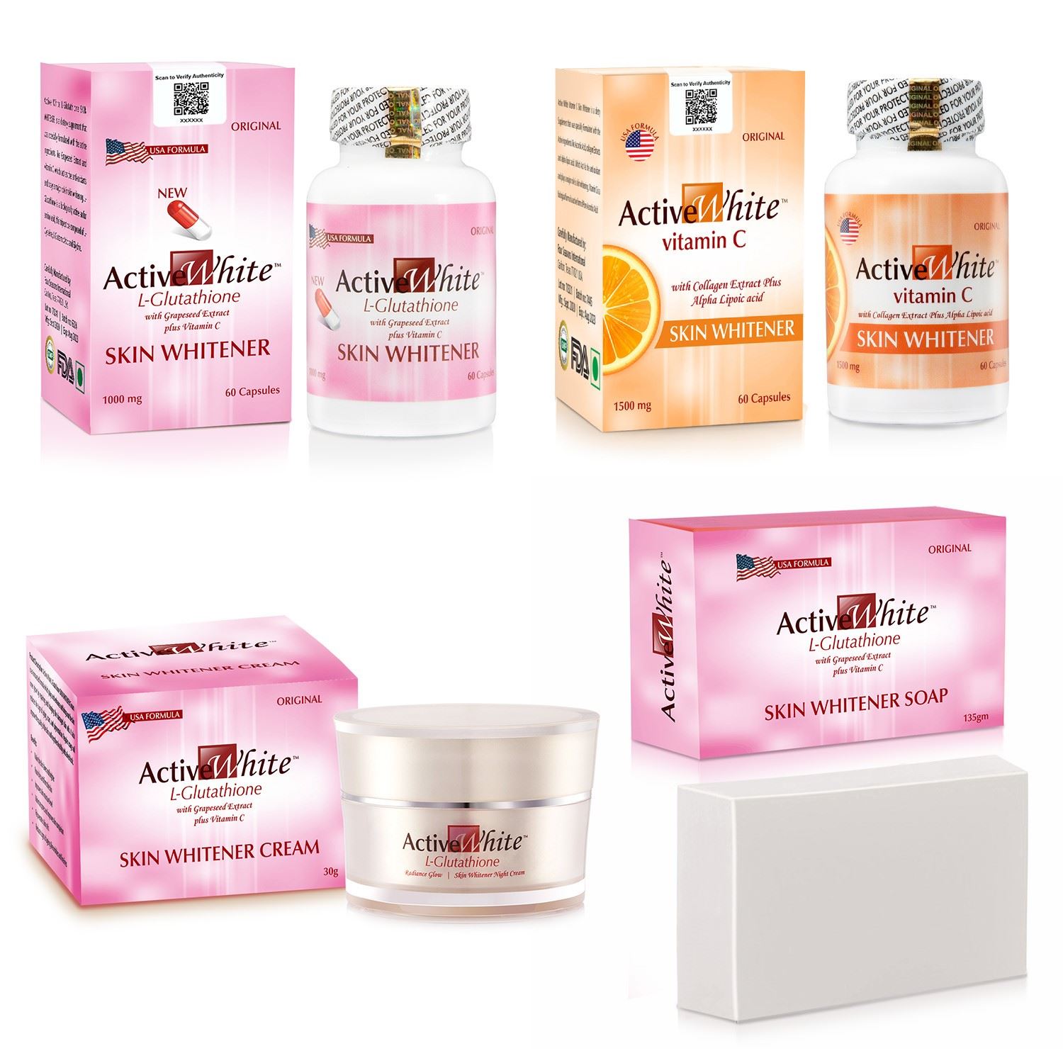 Active White L Glutathione Skin Whitening Night Cream Capsules Vitamin C and Soap Combo reviews