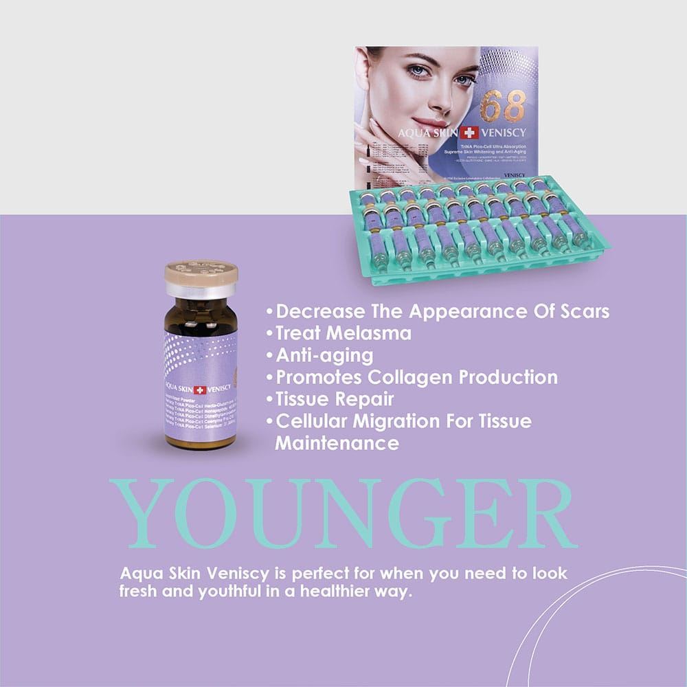 Aqua Skin Veniscy 68 TriNA Pico cell Glutathione Skin Whitening Injection 12800000mg