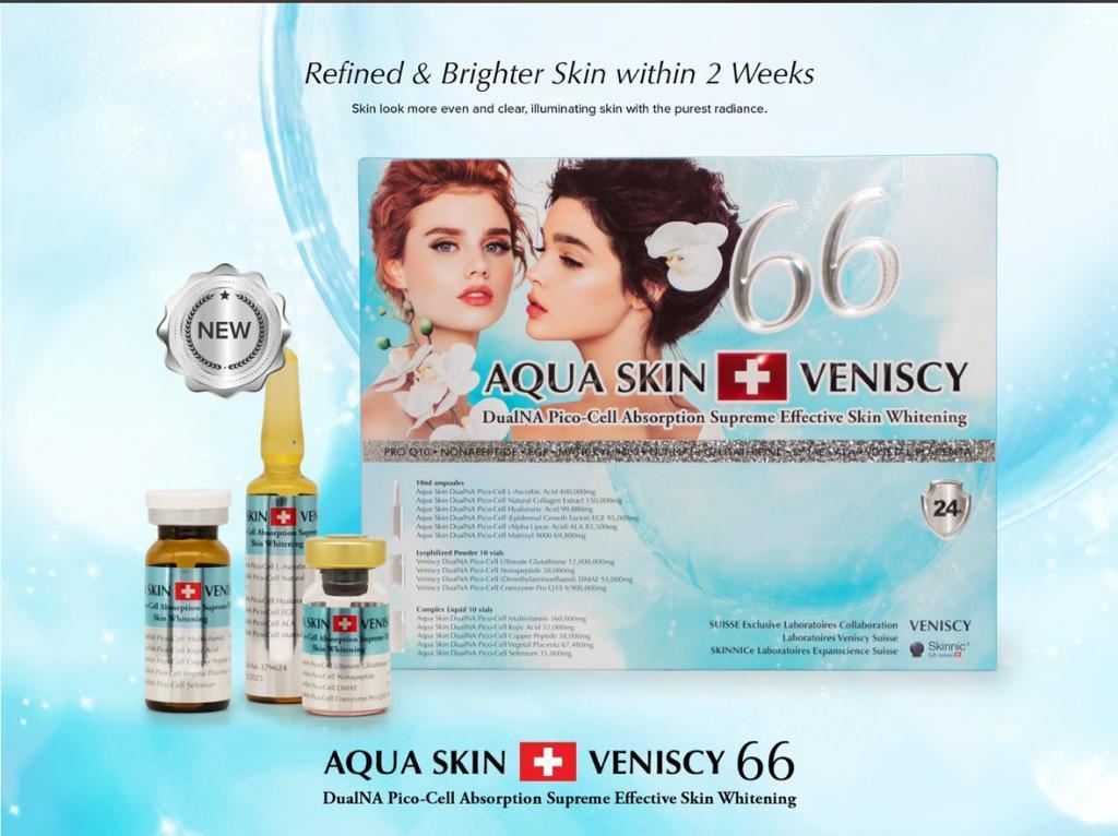 Aqua skin veniscy 66 pico cell absorbtion supreme effective skin whitening glutathione injection