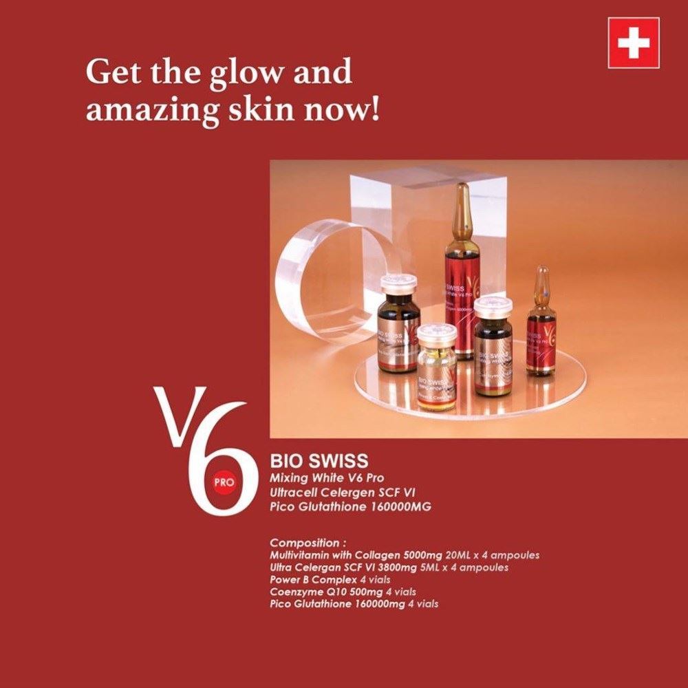 Bio swiss mixing white v6 pro ultracell celergen scf vi pico glutathione skin whitening injection