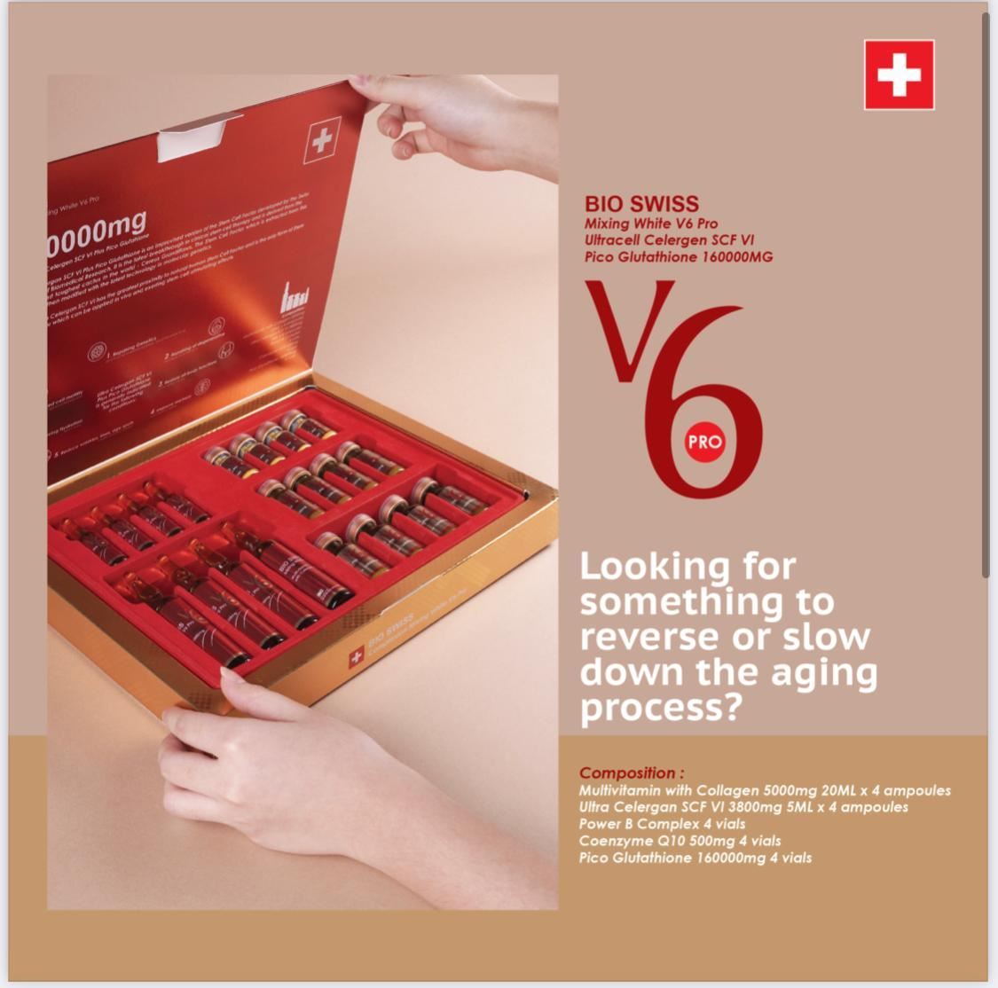 Bio swiss mixing white v6 pro ultracell celergen scf vi pico glutathione skin whitening injection
