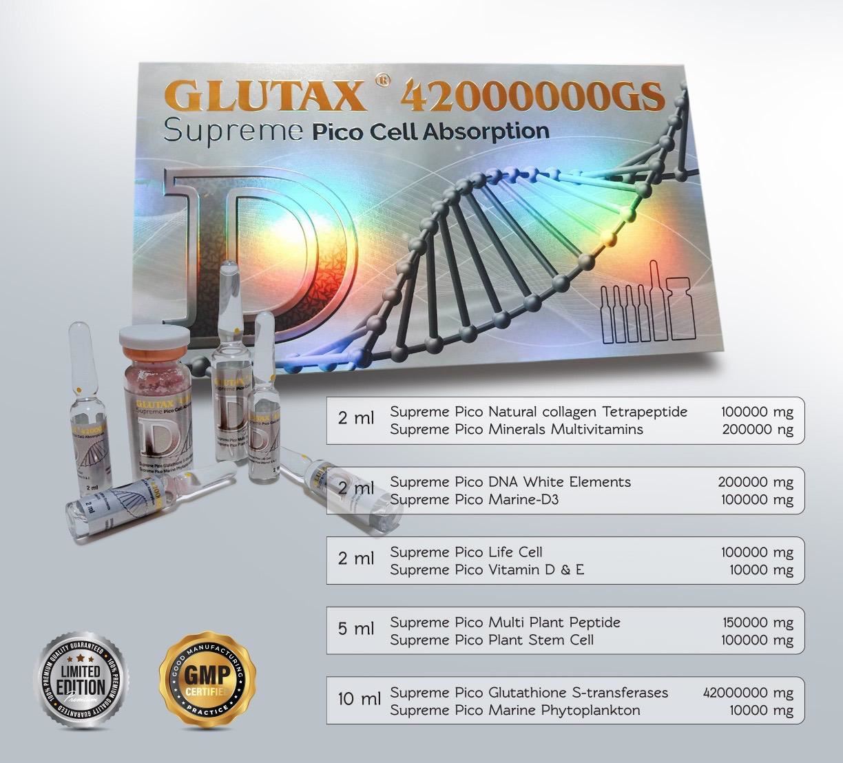 Glutax 42000000gs Supreme Pico Cell Glutathione Skin Whitening Injection