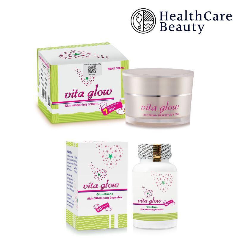 Vita Glow Glutathione Skin Whitening Night Cream and Capsules | Healthcare Beauty