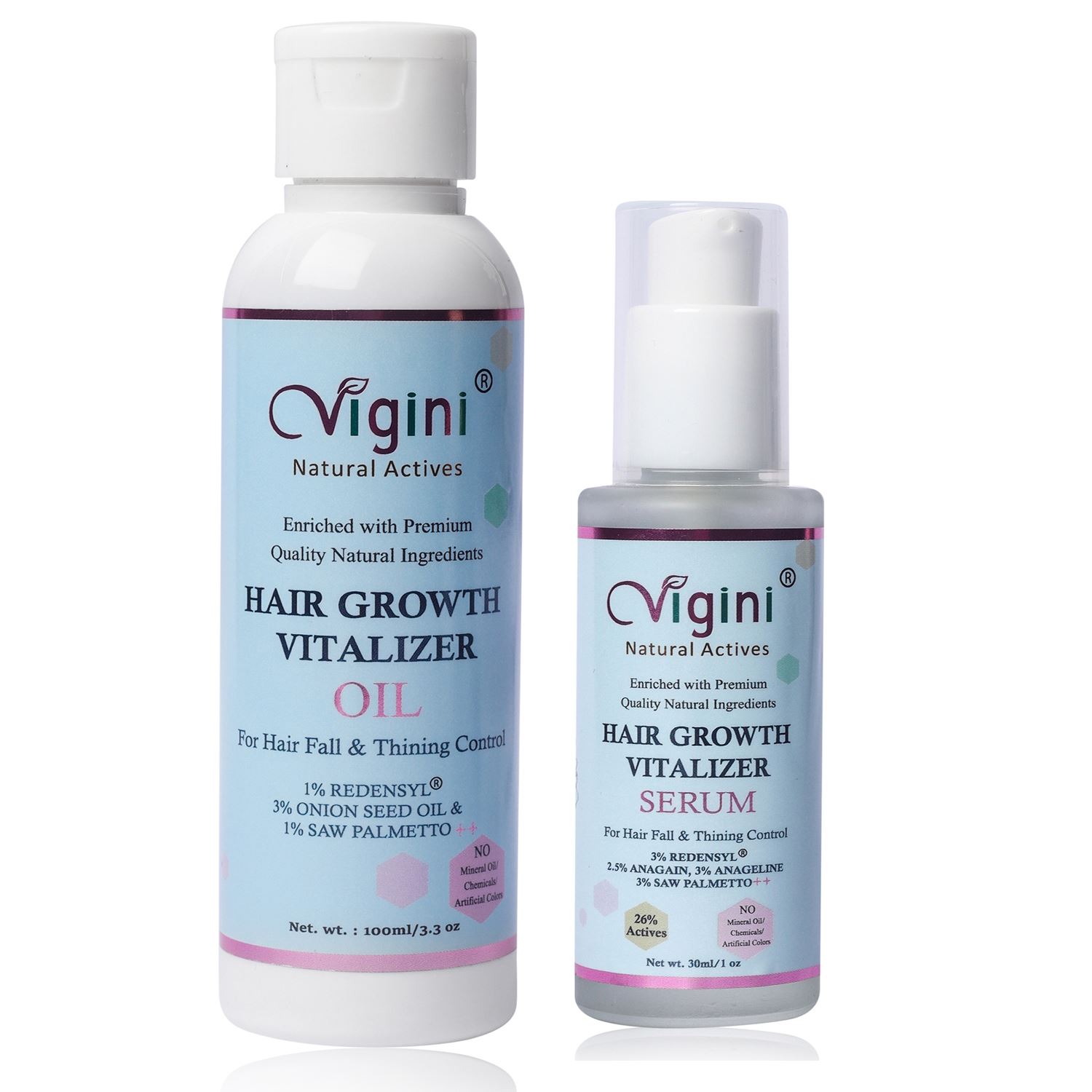 Vigini 3% Serum & 1% Redensyl Oil Procapil Anagain Revitalizer Control Hair Fall 