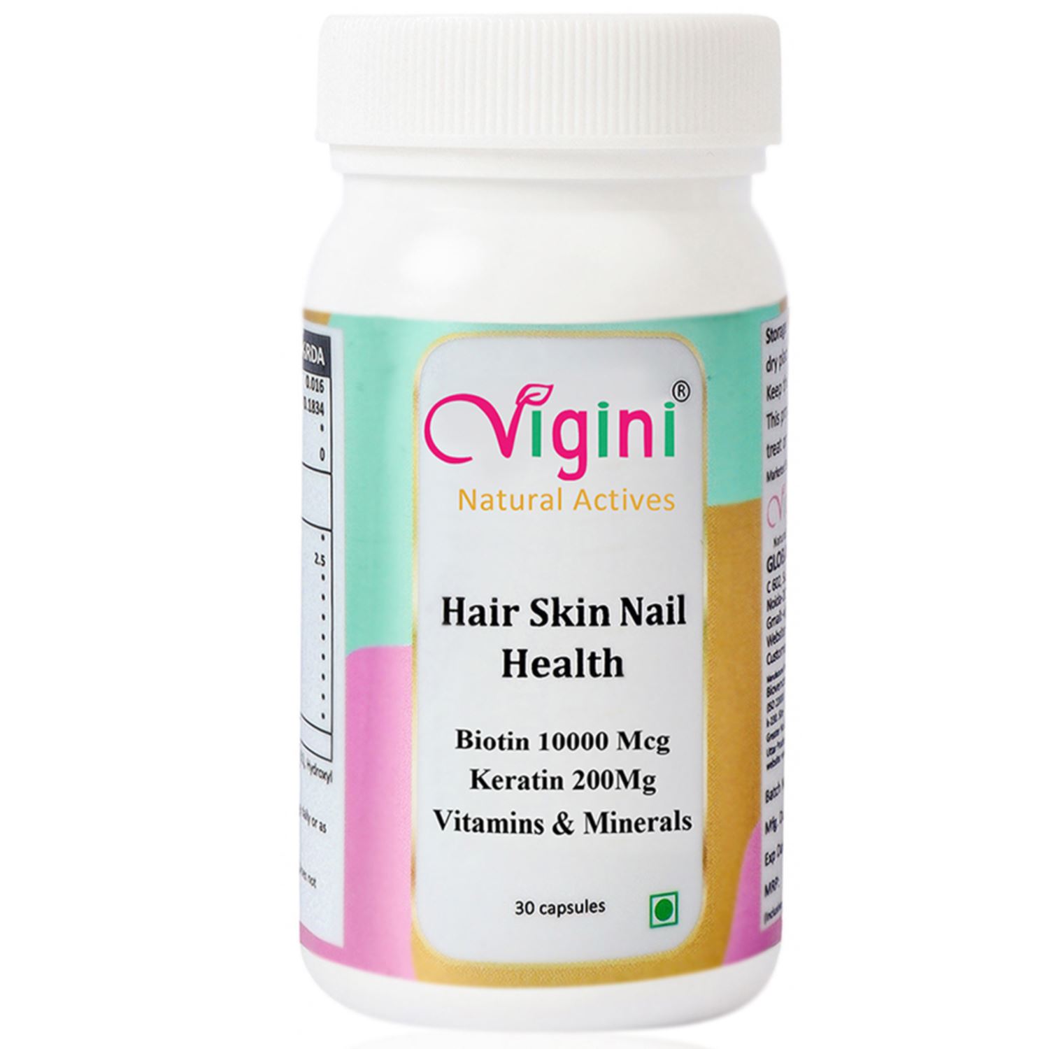 Vigini Biotin 10000mcg Keratin Damage Repair Thick Advance Hair Growth Regrowth Vitalizer Capsules, Glowing Skin & Nail Supplement Amino Acids Minerals Vit B2 B3 B6 (30 Cap)