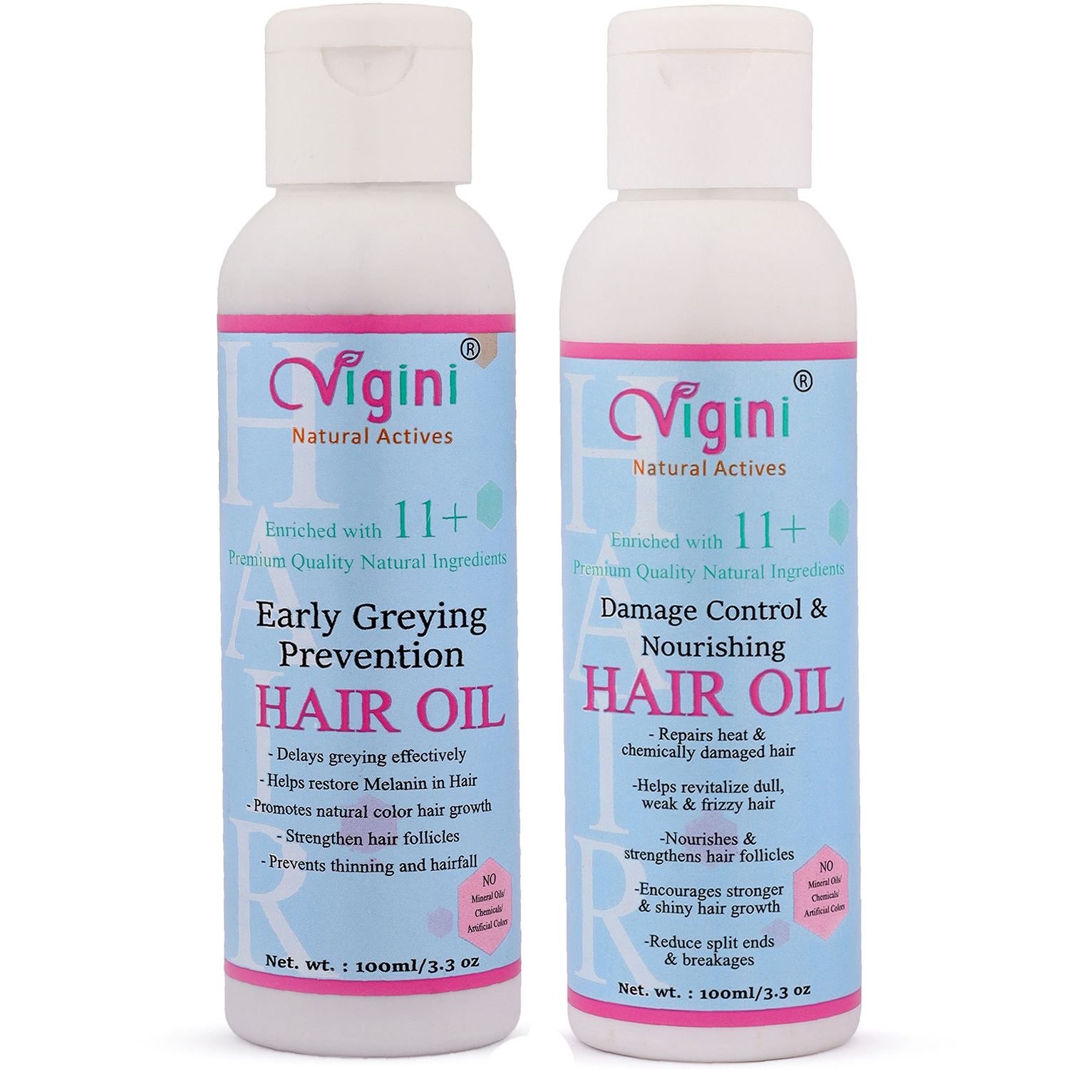 Vigini Early Anti Greying Prevention Hair Oil + Chronic Anti Dandruff Revitalizer