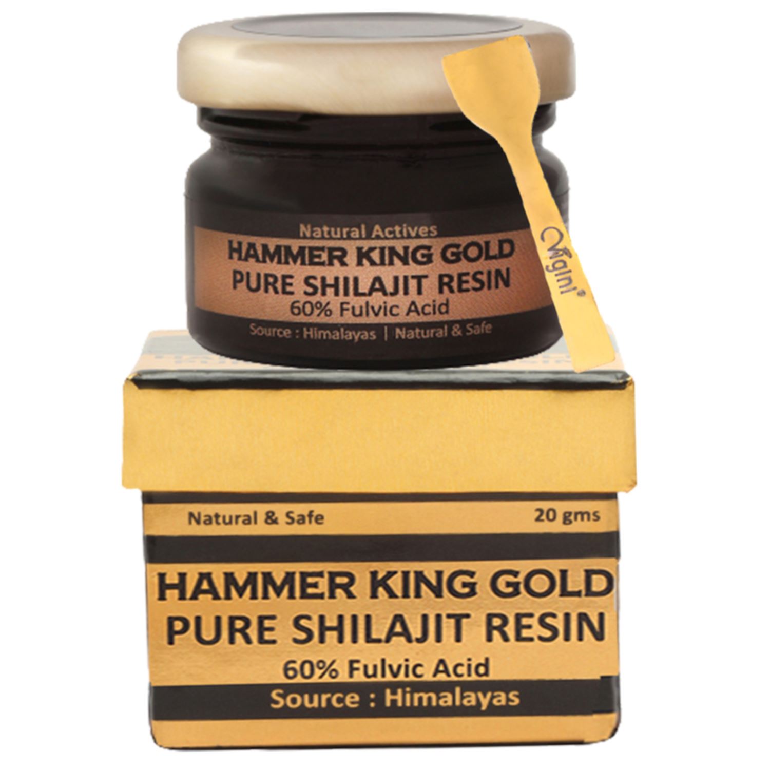 Vigini Hammer King Gold Pure Premium Original Shilajit Resin 60% Fulvic Acid for Energy Power Testosterone Stamina Strength Booster  Performance Enhancer