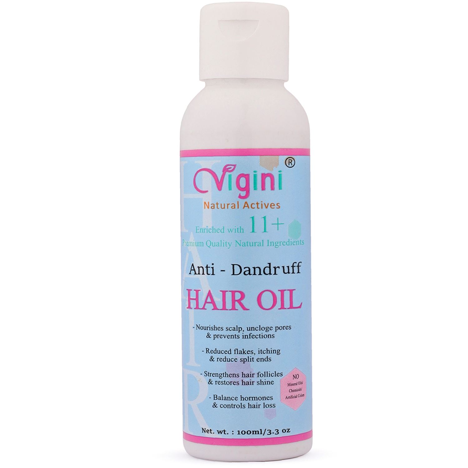 Vigini Natural Anti-Dandruff Itchy Scalp Hair Care Oil Provides Hair Growth, Nourishment, Silky & Shining Hair For Men Women 100 ml