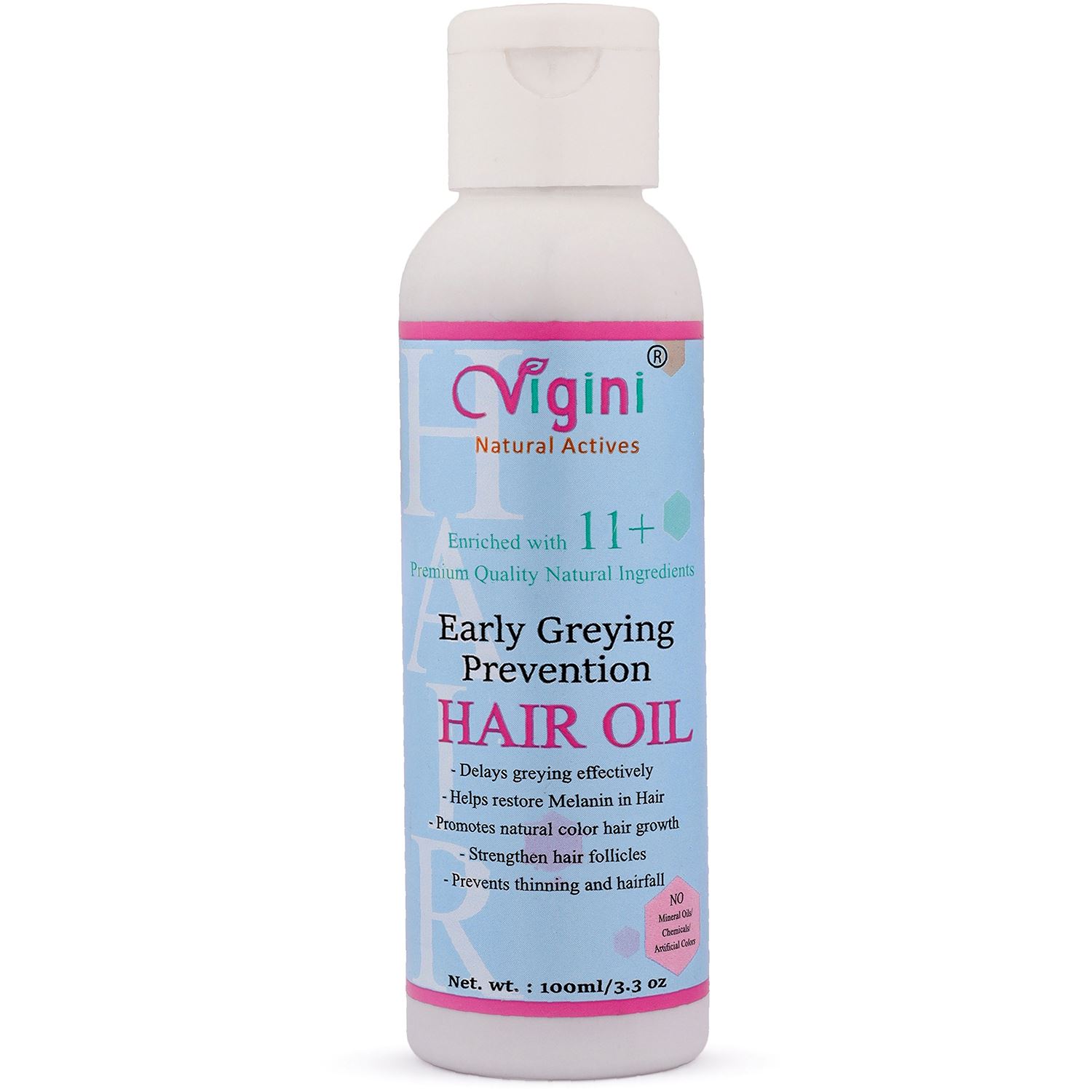 Vigini Natural Early Anti-Grey Prevention Hair Oil for Men Women 100 ml