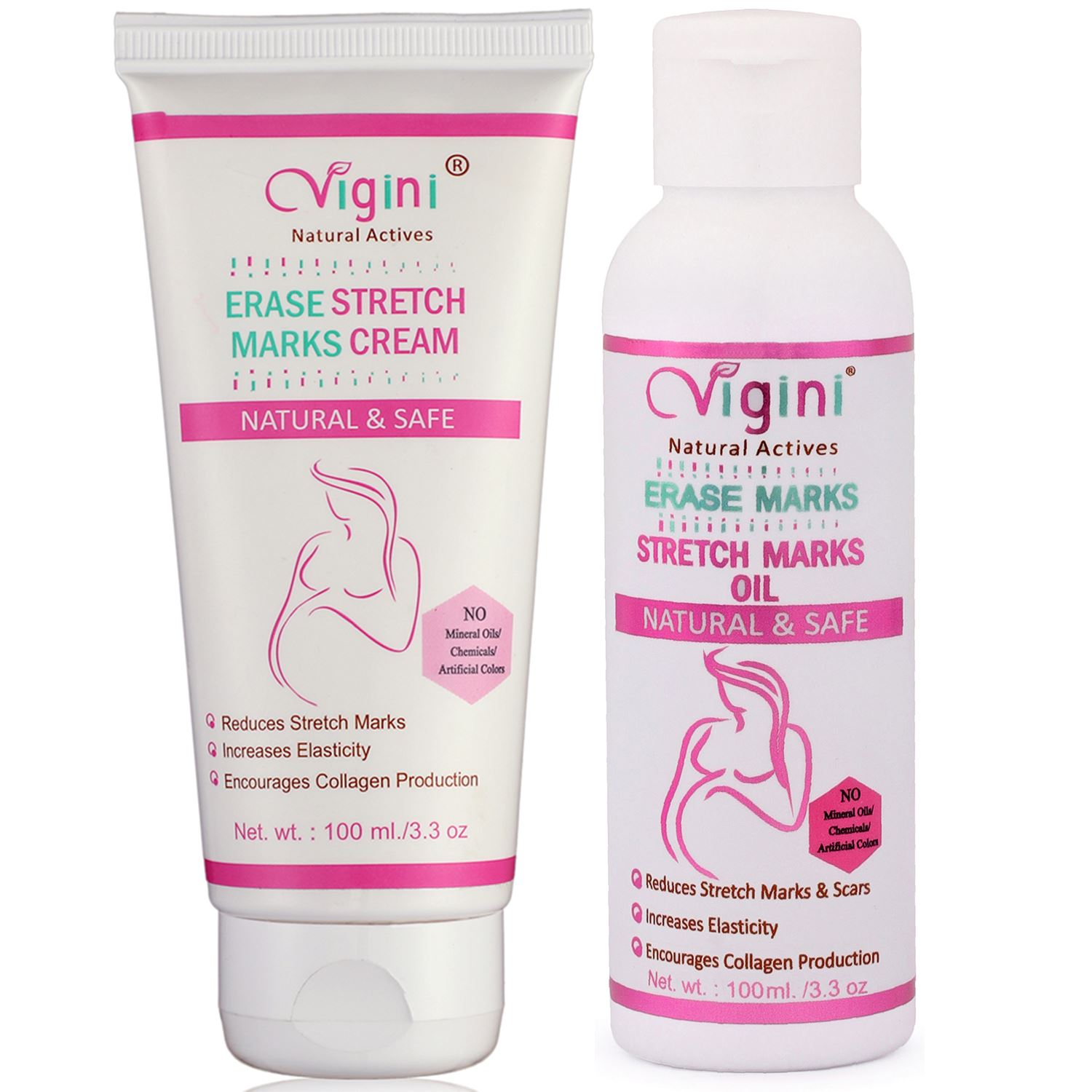 Vigini Stretch Marks Removal Cream & Oil during or after Pregancy 