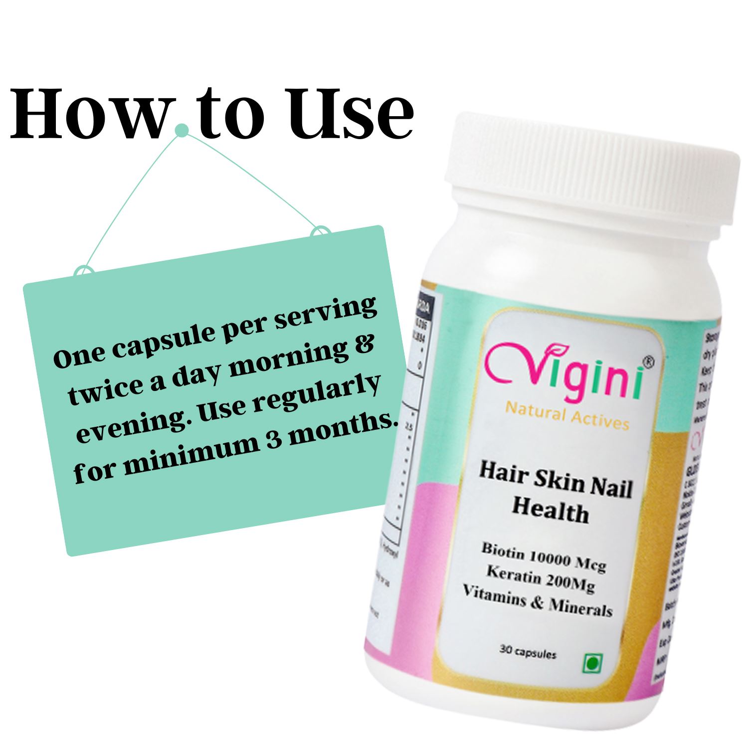 Vigini Biotin 10000mcg Keratin Damage Repair Thick Advance Hair Growth  Regrowth Vitalizer Capsules, Glowing Skin & Nail Supplement Amino Acids  Minerals Vit B2 B3 B6 (30 Cap)